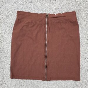 Lily Morgan Womens Front Zip Pencil Skirt Brown Size L‎ Stretch Minimal Modern